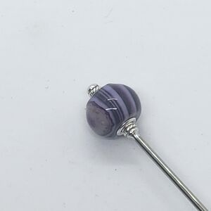 Amethyst Monarque Stainless Steel Hair Stick Natural Gemstone 1 of a Kind